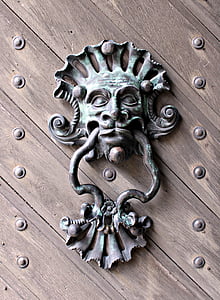 doorknocker, bronze, middle ages, antique, door hardware, metal, input