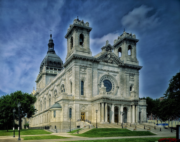 Basilica, Saint mary, Minneapolis, Minnesota, Sky, moln, byggnad