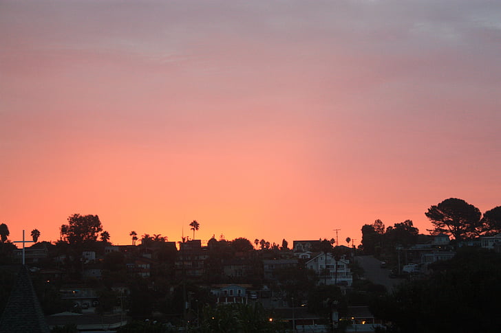 sončni vzhod, krajine, jutranjem nebu, Encinitas, California, nebo