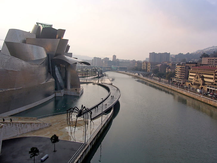 Bilbao, Guggenheim, Múzeum, utazás, építészet, utazás, Landmark