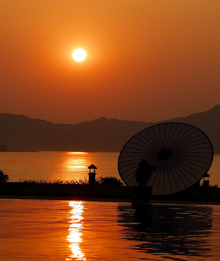 coucher de soleil, Bagan, Orient, paix, méditation