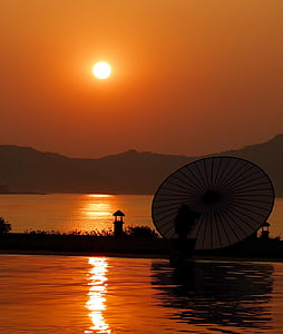 solnedgång, Bagan, öster, fred, Meditation