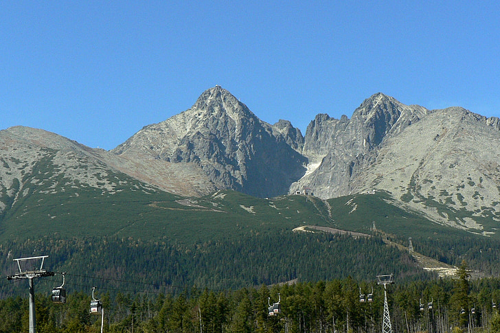 Slovakien, Vysoké tatry, bergen, naturen, linbanan, Lomnicky peak, Höga Tatrabergen