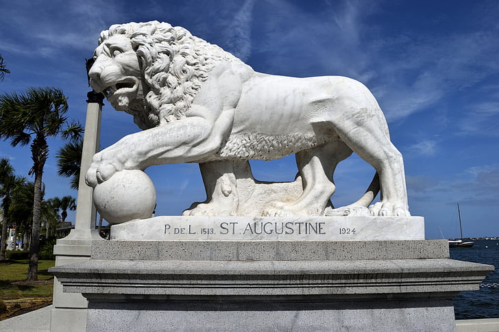 liūtų tiltas, istorinis, St augustine, Florida, orientyras, paminklas, skulptūra