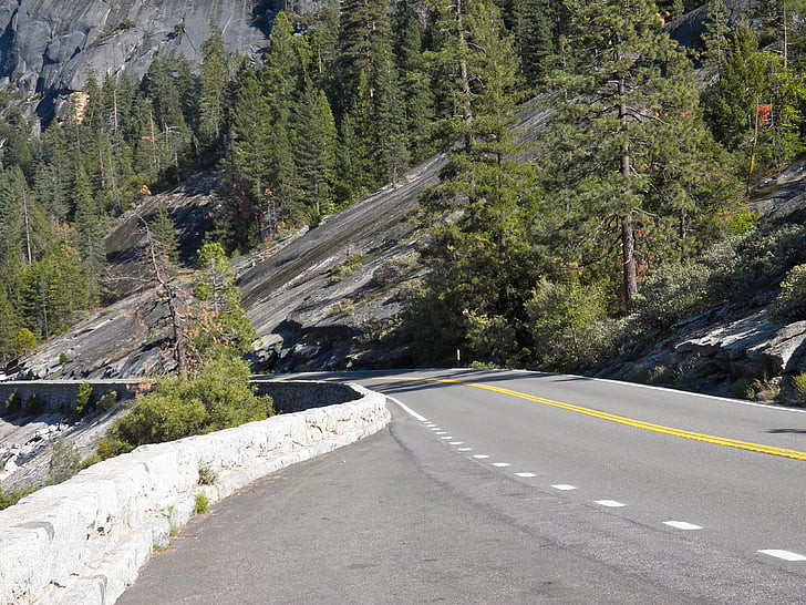 közúti, utazás, Amerikai Egyesült Államok, Yosemite, táj, természet, autópálya