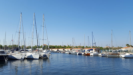 port, water, sky, sailboats, boat, reflections, france