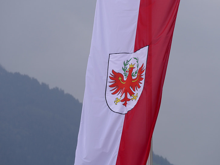 flagga, Tyrolen, södra tyrol, Italien, Österrike, Meran