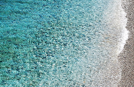 mare, spiaggia, Spiaggia di ghiaia, ghiaia, acqua, blu, Grecia