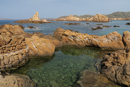 Cala pregonda, Menorca, Baleárske ostrovy, Stredozemného mora, Príroda, divoké, Ostrov