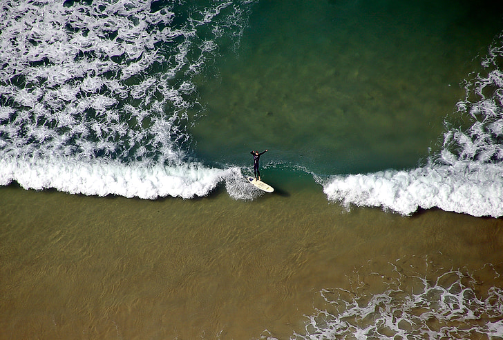 surfer, Surf, Beach, sand, havet, bølge, breaker