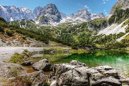 tyrol, austria, mountains, alpine, nature, water, bergsee