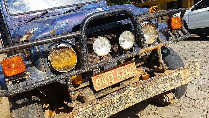 Jeep, oude van, koplamp auto, Toyota oude, Trail, Off-Road, auto