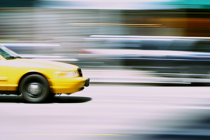 taxi, motion, urban, transport, street, traffic, car