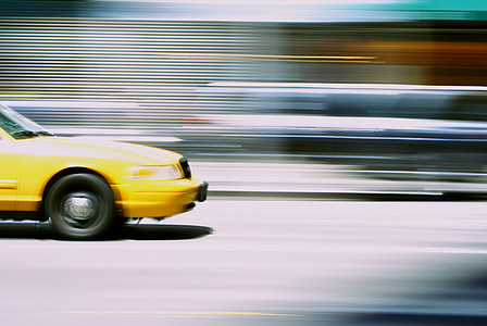 taxi, motion, urban, transport, street, traffic, car
