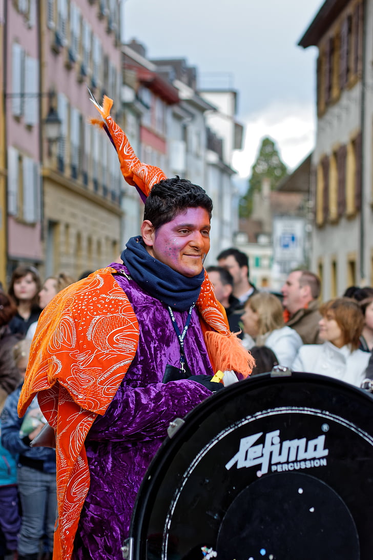 musikk, karneval, feiring, veien, Yverdon, Vaud, Sveits
