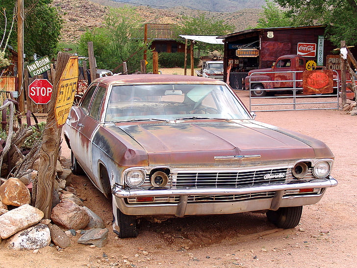 auto, Route 66, staré, staré auto, vozidlo, Oldtimer, Americká