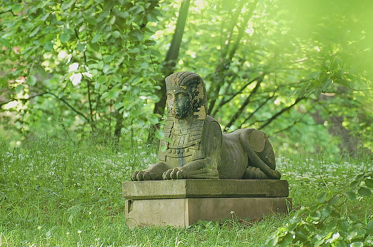 Sphinx, Statue, Grün, Steinfigur, Skulptur, Abbildung, touristische Attraktion