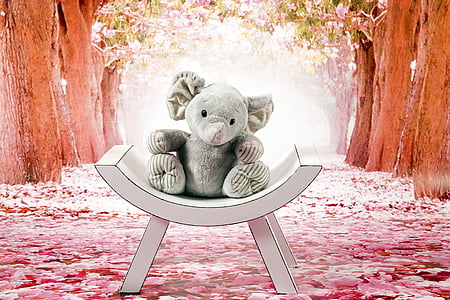 elephant, gray, plush, the mascot, sitting, toy, fun