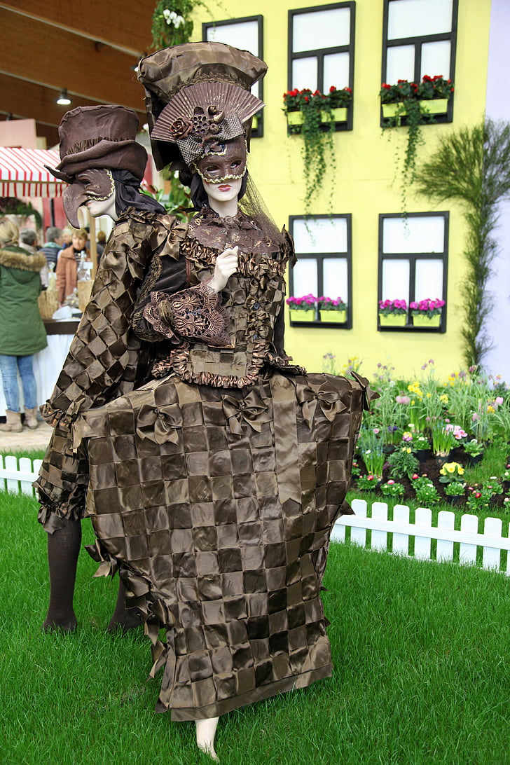 kostum, Maska, Benetke, okrašena, prikaz lutke, kostum celega telesa, plošča
