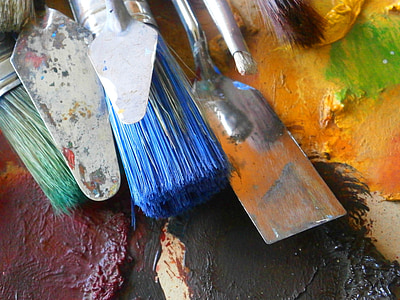 maleren, børster, pensler, kunstneriske pensler, Art børster, kunst, palett