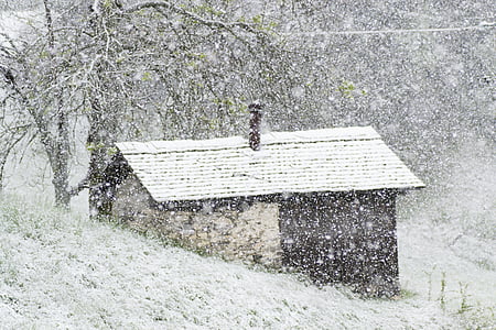 kabin, salju, Gunung, musim dingin