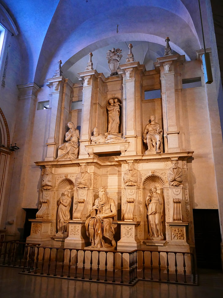 Moses, Horned, staty, San pietro i vincoli, Rom, Michelangelo, grav