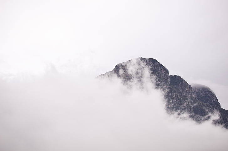 photo, foggy, mountain, sky, clouds, fog, mountains