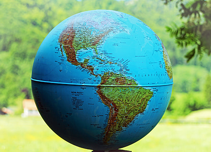 Globe, maan, sininen planeetta, Planet, pallo, symboli, mantereella