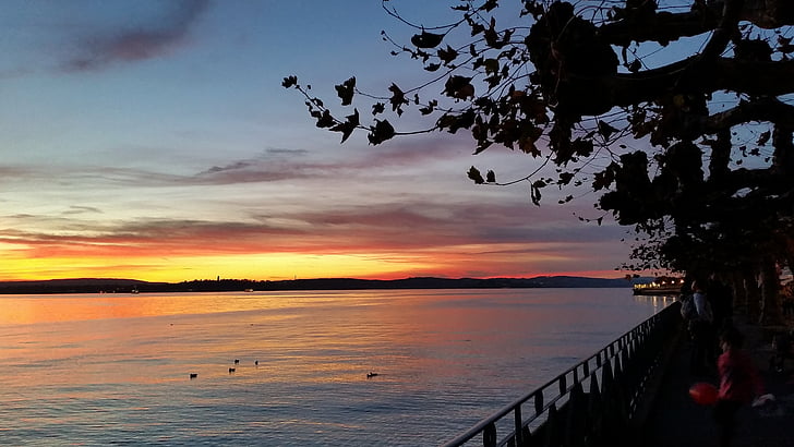 Lago de Constanza, puesta de sol, agua, Lago, cielo, abendstimmung, Puerto