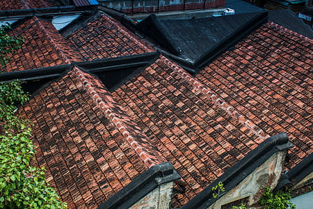 roof, tiles, symmetry, house, roofing, construction, building