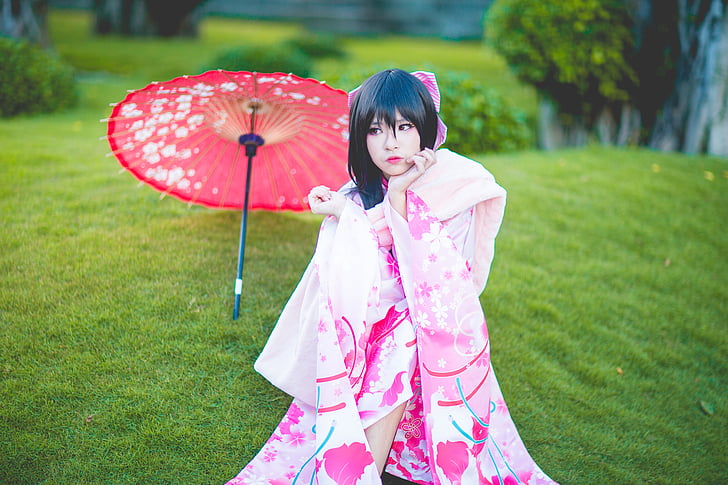 kimono, jeune fille, Japonais, Japon, femelle, asiatique, Dame