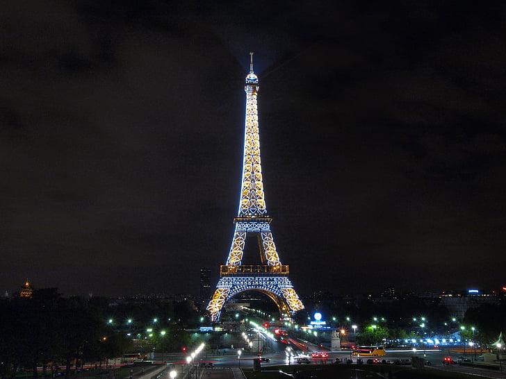 Eifelio bokštas, Prancūzija, Paryžius, vaizdas naktį