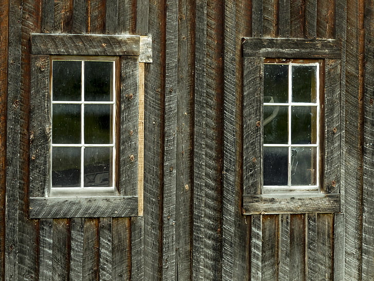 madera, edificio, Windows, fachada, granero, antiguo, campo