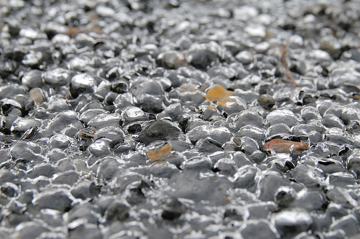frozen, gravel, close-up, gray