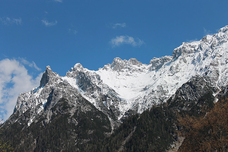 karwendel, เทือกเขาแอลป์บาวาเรีย, คำแนะนำรูปสี่เหลี่ยม, ภูเขา, อัลไพน์, หิมะ, ฤดูใบไม้ผลิ