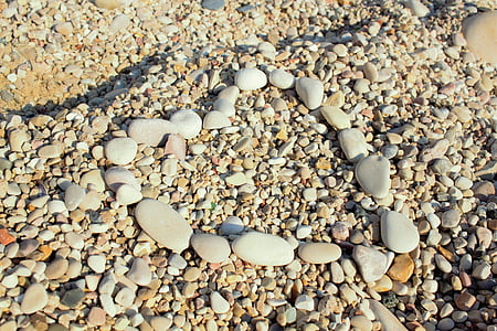 serce, kamień, morze, Latem, Plaża, fala, Rysunek