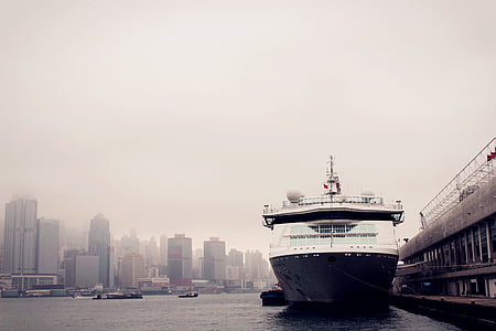 färja, fartyg, Hong kong, kryssning, Victoriahamnen