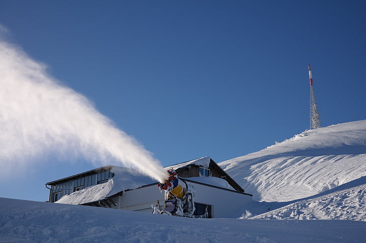 snežni topovi, šoba, spray, sneg, sneg, zaradi česar sistem, snežni topovi, izdelava umetnega snega