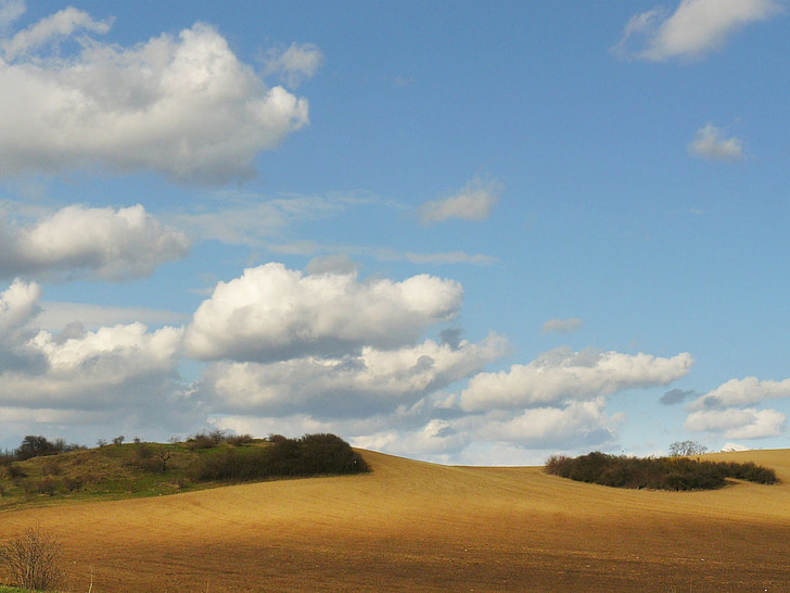 clouds, sky, fields, landscape