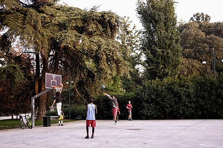 központi park, kosárlabda, játék, ifjúsági, Milánó, Olaszország, az emberek