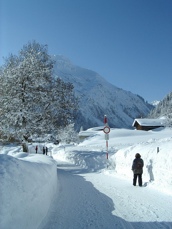 snö, vinter, Höhenweg, Lilli, Mittelberg, Österrike, snöig