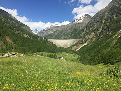 barrage de, montagne, Prato, Valle, paysage, montagnes, vert