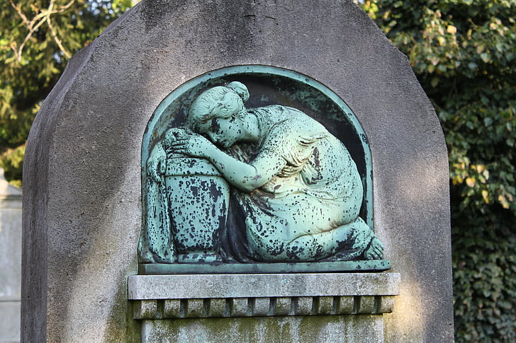 græmmes, grav, kirkegård, statue, gamle, Southern cemetery, München
