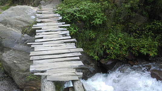 puente, madera, piedras, Turismo, vacaciones, paisaje, Ruta de acceso