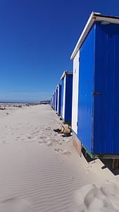 beach, sun, sea, beach Hut, sand, blue, no People