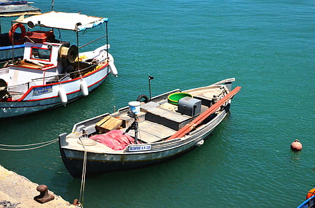 båt, stranden, havet, grön, Cove, Grekland, Holiday