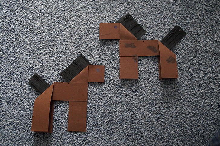 origami, heste, søheste, kunsthåndværk, folde arbejde, foldet, Fold