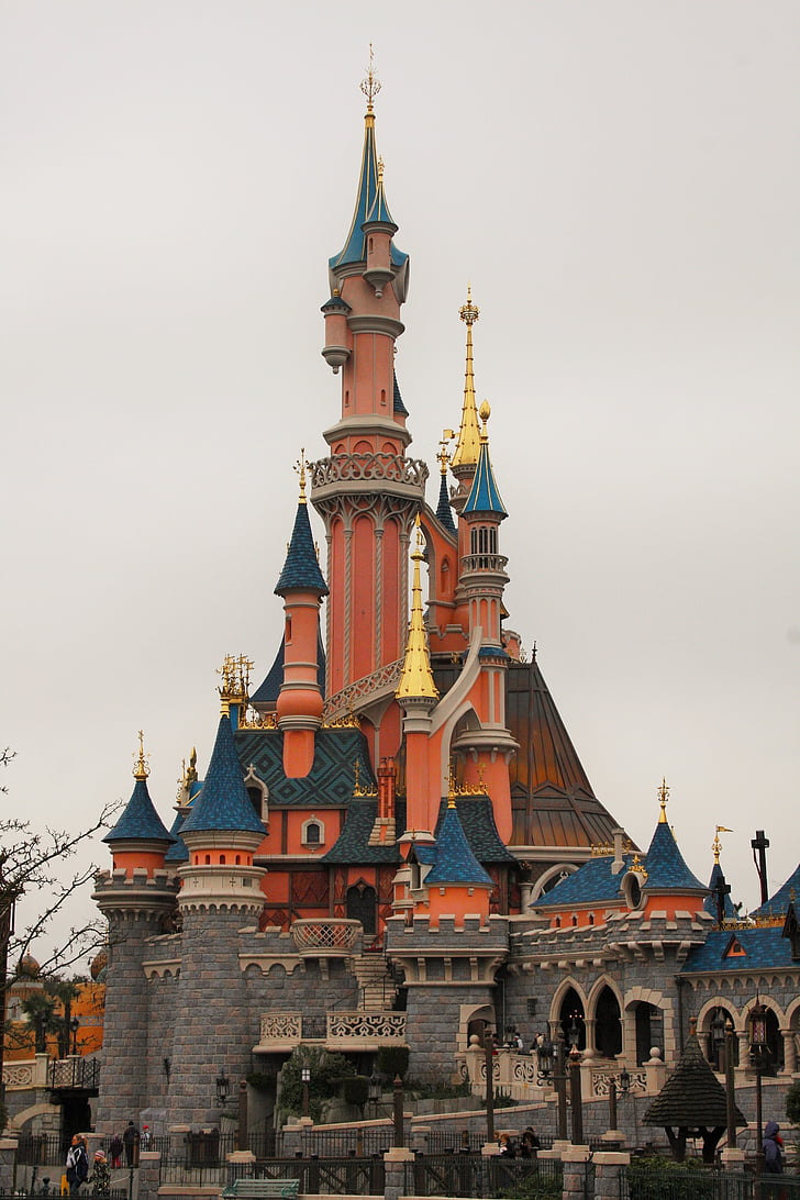 Castle, tidur Kecantikan, Disneyland, Paris, Prancis, arsitektur, Menara