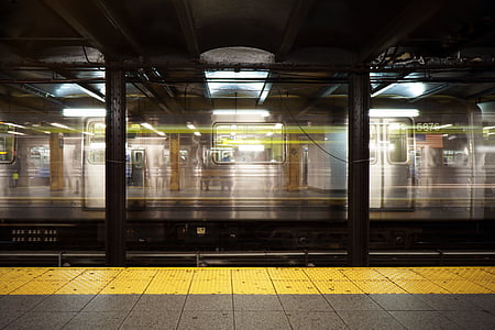 timelapse, photography, train, passing, subway, motion, railroad station platform