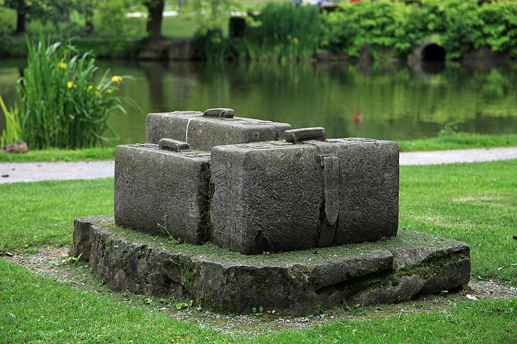 equipatge, pedra, escultura, Parc, escultura en pedra, Roca tallada